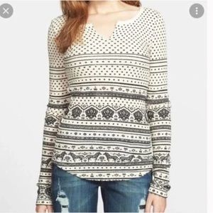 Lucky Brand Thermal Black and White Zebra Shirt